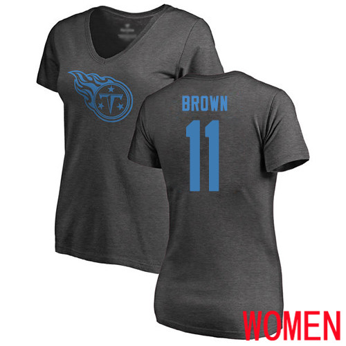 Tennessee Titans Ash Women A.J. Brown One Color NFL Football #11 T Shirt